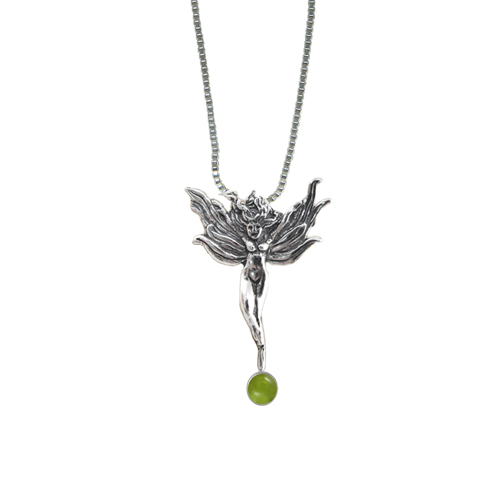 Sterling Silver Molly The Irish Fairy Pendant With Peridot